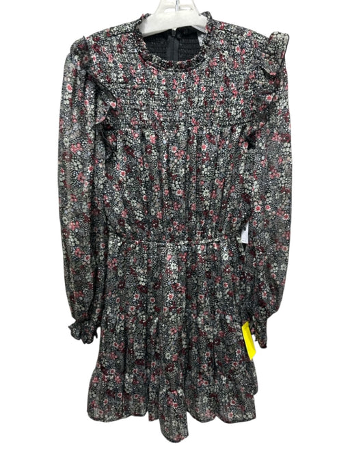 Aqua Size XS Black & Multi Polyester Long Balloon Sleeve Floral Dress Black & Multi / XS