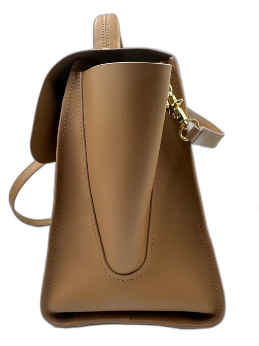 Zac Zac Posen Brown Leather Gold hardware Folding Clasp Satchel Top Handle Bag Brown / M