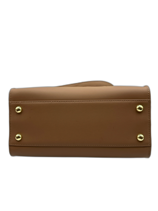 Zac Zac Posen Brown Leather Gold hardware Folding Clasp Satchel Top Handle Bag Brown / M
