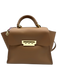 Zac Zac Posen Brown Leather Gold hardware Folding Clasp Satchel Top Handle Bag Brown / M