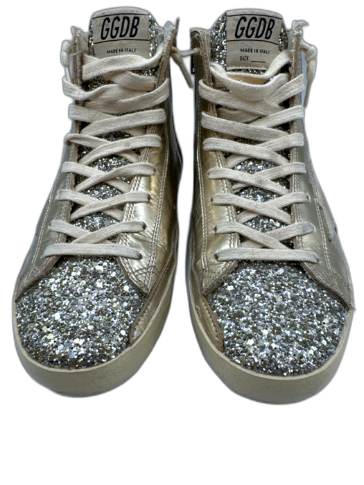 Golden Goose Shoe Size 39 Platinum, Gold, Silver, Brown High Top Laces Sneakers Platinum, Gold, Silver, Brown / 39