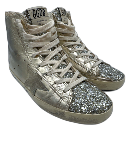 Golden Goose Shoe Size 39 Platinum, Gold, Silver, Brown High Top Laces Sneakers Platinum, Gold, Silver, Brown / 39