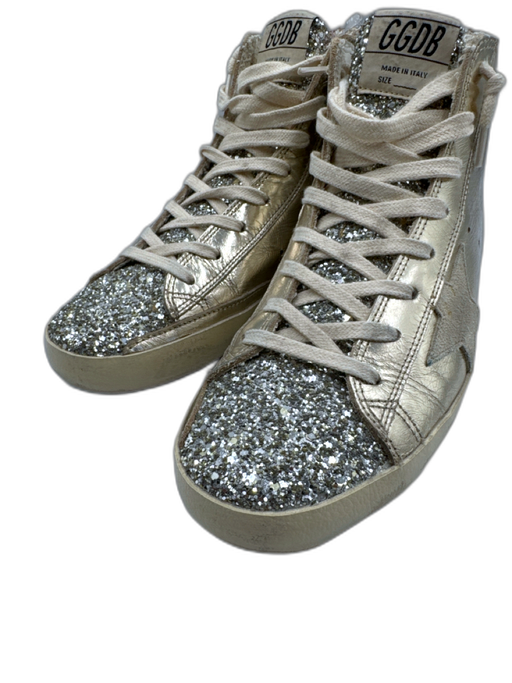Golden Goose Shoe Size 39 Platinum, Gold, Silver, Brown High Top Laces Sneakers Platinum, Gold, Silver, Brown / 39