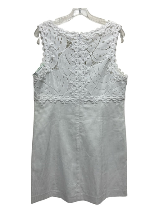 Lilly Pulitzer Size 14 White Cotton Lace Upper V Neck Sleeveless Dress White / 14