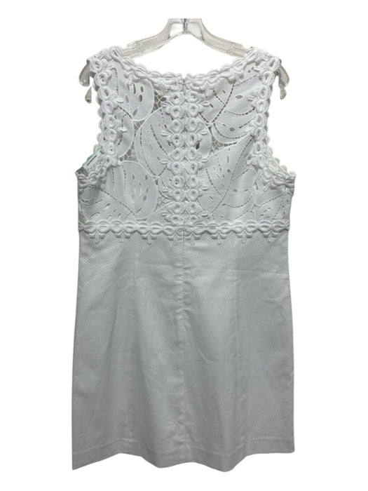 Lilly Pulitzer Size 14 White Cotton Lace Upper V Neck Sleeveless Dress White / 14