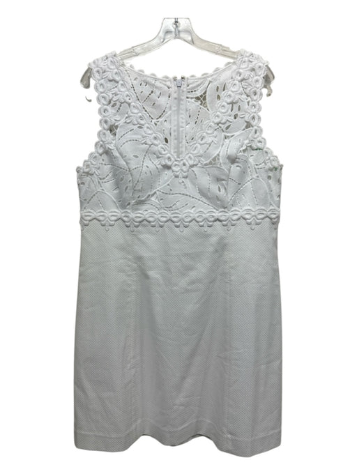 Lilly Pulitzer Size 14 White Cotton Lace Upper V Neck Sleeveless Dress White / 14