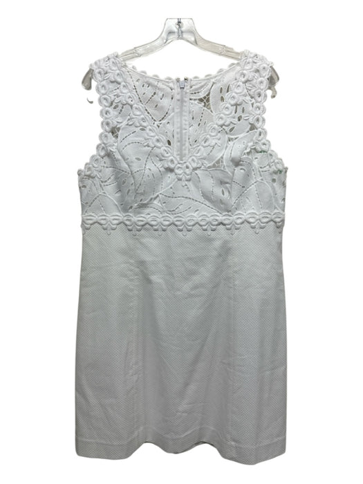 Lilly Pulitzer Size 14 White Cotton Lace Upper V Neck Sleeveless Dress White / 14
