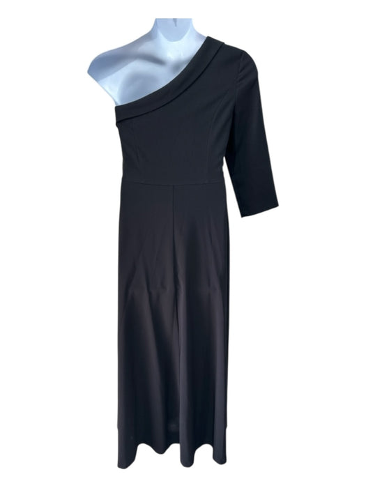 Kay Unger Size 14 Black Polyester Blend Side Zip One Shoulder Jumpsuit Black / 14