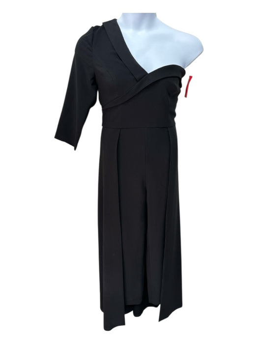 Kay Unger Size 14 Black Polyester Blend Side Zip One Shoulder Jumpsuit Black / 14