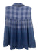 Free People Size M Blue Polyester Blend Button Down High Low Sleeveless Top Blue / M
