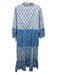 Pink City Print Size XL White & Blue Cotton Block Printed Floral Maxi Dress White & Blue / XL
