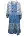 Pink City Print Size XL White & Blue Cotton Block Printed Floral Maxi Dress White & Blue / XL