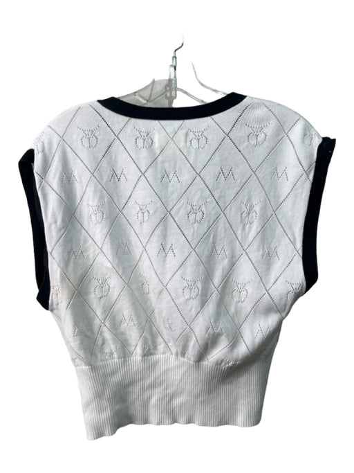 Maeve Size Small White & Black Cotton Blend Sleeveless Knit V Neck Top White & Black / Small