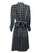 Hermes Size 34 Black & White Silk Long Sleeve Geo Print Button Up Midi Dress Black & White / 34