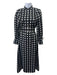 Hermes Size 34 Black & White Silk Long Sleeve Geo Print Button Up Midi Dress Black & White / 34