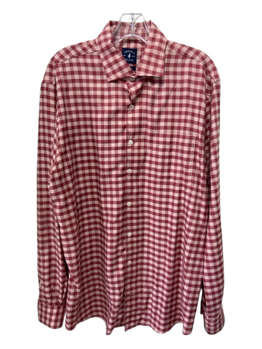 Johnnie O Size L Red Cotton Blend Plaid Flannel Button Down Long Sleeve Shirt L