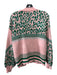 En Creme Size S Pink & Green Viscose & Polyester Animal Print 2 button Sweater Pink & Green / S