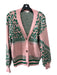 En Creme Size S Pink & Green Viscose & Polyester Animal Print 2 button Sweater Pink & Green / S