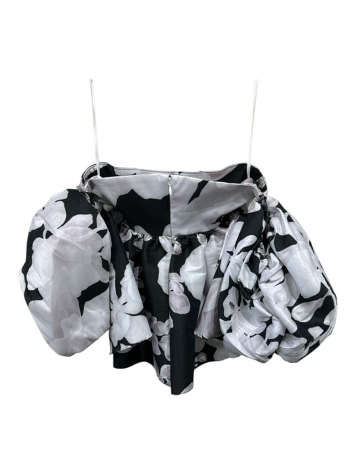 Kika Vargas Size M Black, White, Pink Polyester Blend floral print Back Zip Top Black, White, Pink / M