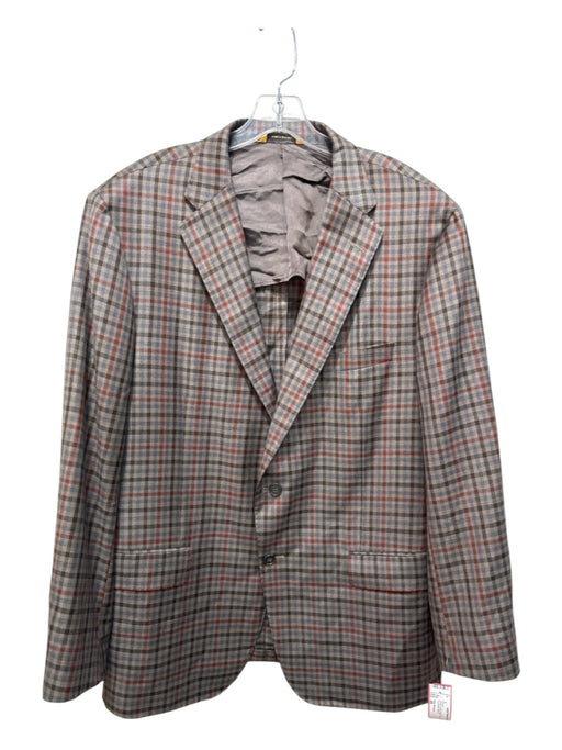 Miller Brothers Brown & Red Wool Plaid 2 Button Men's Blazer Brown & Red / 48