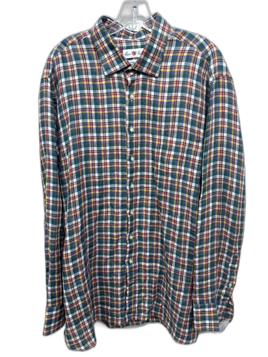 Alan Paine Size XL Green, Red & Yellow Plaid Button Down Men's Long Sleeve Shirt Green, Red & Yellow / XL