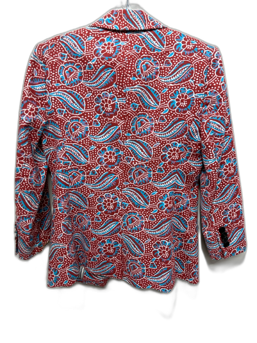 Veronica Beard Size 2 Red, White & Blue Linen Blend Abstract Floral Jacket Red, White & Blue / 2