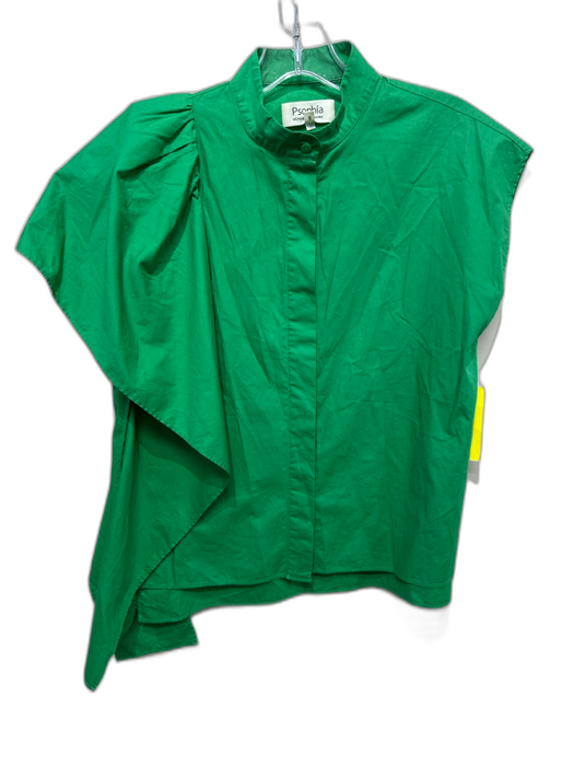 Psophia Vazquez de Castro Size S Green Cotton Button Up Sleeveless Shirt Top Green / S