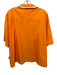 Odeeh Size 1 Orange & Beige Cotton Short Sleeve Fringe Trim Button Up Boxy Top Orange & Beige / 1