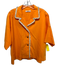 Odeeh Size 1 Orange & Beige Cotton Short Sleeve Fringe Trim Button Up Boxy Top Orange & Beige / 1