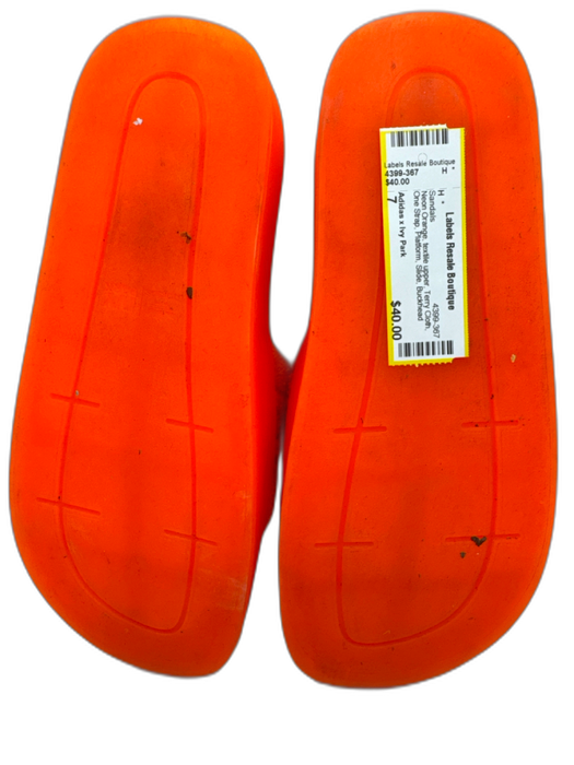 Adidas x Ivy Park Shoe Size 7 Neon Orange textile upper Terry Cloth Sandals Neon Orange / 7