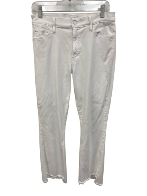 Mother Size 29 White Cotton Blend Denim Raw Hem Button & Zip Fly Jeans White / 29
