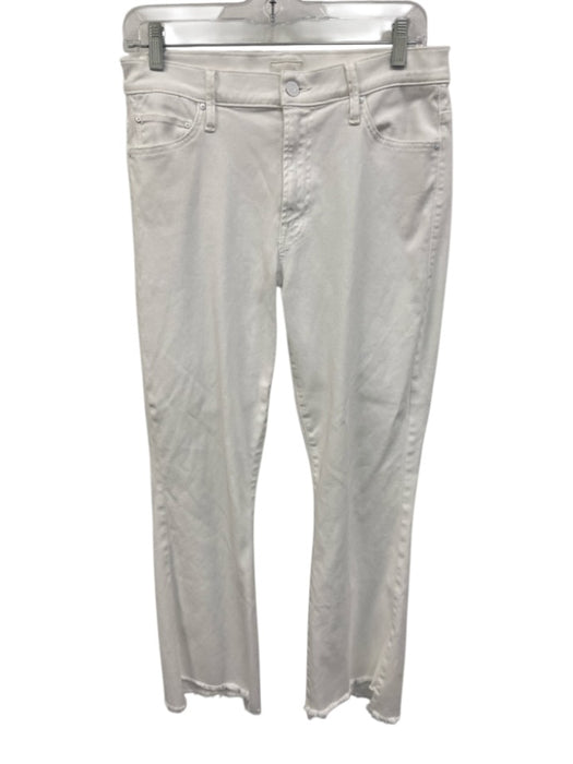 Mother Size 29 White Cotton Blend Denim Raw Hem Button & Zip Fly Jeans White / 29