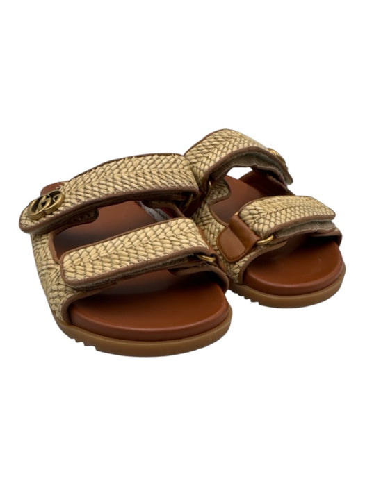 Gucci Shoe Size 37 Beige & Tan textile upper Woven Gold Tone Logo Velcro Sandals Beige & Tan / 37
