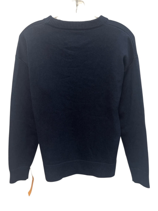 Lingua Franca Size S Navy & Purple Cotton & Cashmere Knit Text Sweater Navy & Purple / S