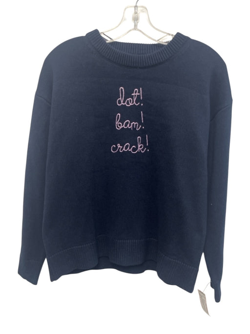 Lingua Franca Size S Navy & Purple Cotton & Cashmere Knit Text Sweater Navy & Purple / S