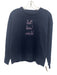 Lingua Franca Size S Navy & Purple Cotton & Cashmere Knit Text Sweater Navy & Purple / S