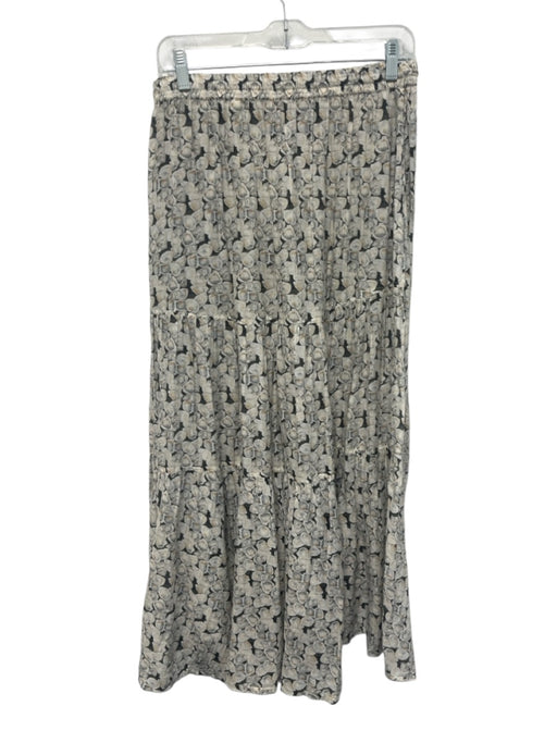 Billy Reid Size S Black, White, Yellow Cotton & Silk Drawstring Waist Midi Skirt Black, White, Yellow / S