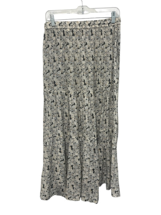 Billy Reid Size S Black, White, Yellow Cotton & Silk Drawstring Waist Midi Skirt Black, White, Yellow / S