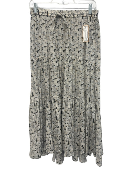 Billy Reid Size S Black, White, Yellow Cotton & Silk Drawstring Waist Midi Skirt Black, White, Yellow / S