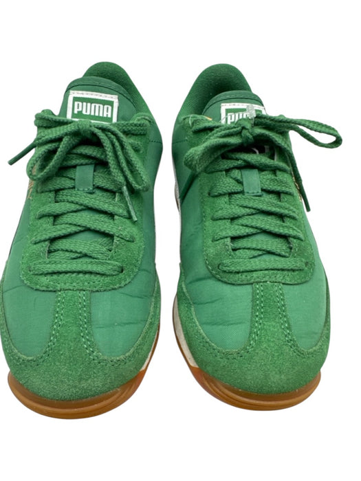 Puma Shoe Size 6 Green & White Nylon Suede Color & Fabric Block Lace Up Sneakers Green & White / 6