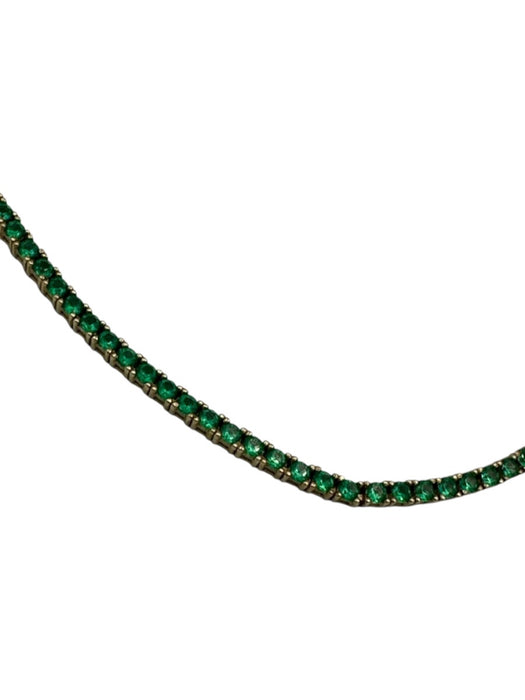 Green & Gold 925 Silver Faceted Stone Tennis Thin Hinge Clasp Necklace Green & Gold