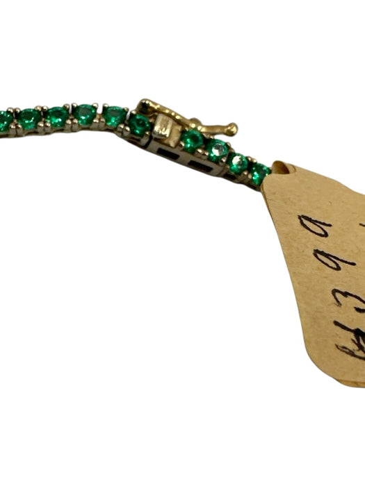 Green & Gold 925 Silver Faceted Stone Tennis Thin Hinge Clasp Necklace Green & Gold