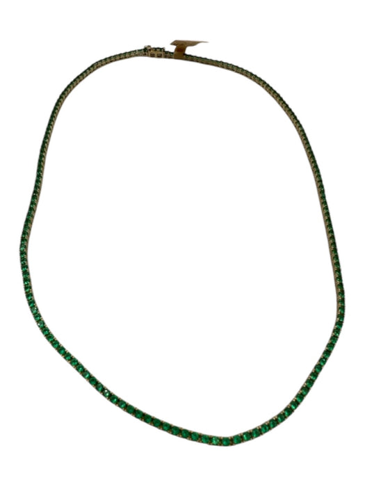 Green & Gold 925 Silver Faceted Stone Tennis Thin Hinge Clasp Necklace Green & Gold