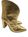 Paris Texas Shoe Size 37 Golden Beige Croc embossed Pointed Toe Shine Boots Golden Beige / 37