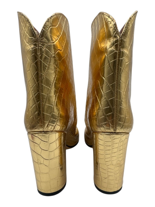 Paris Texas Shoe Size 37 Golden Beige Croc embossed Pointed Toe Shine Boots Golden Beige / 37
