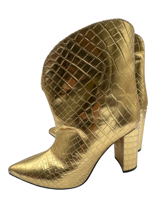 Paris Texas Shoe Size 37 Golden Beige Croc embossed Pointed Toe Shine Boots Golden Beige / 37