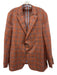 Hickey Freeman Orange & Blue Wool Plaid 2 Button Men's Blazer Orange & Blue / Est L