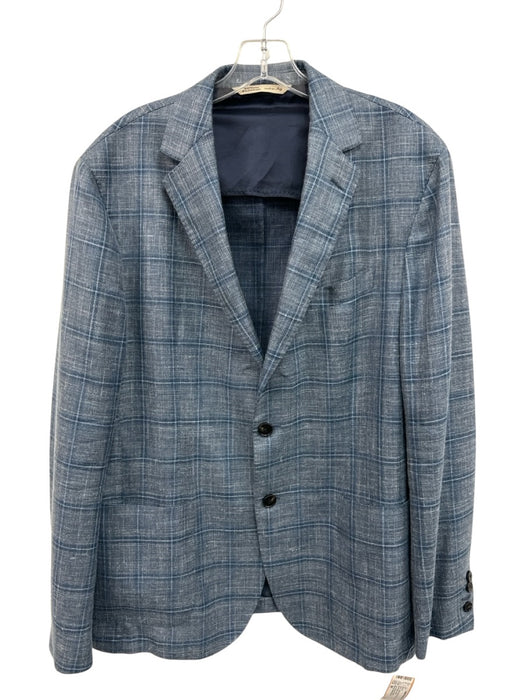 Maurizio Baldassari Blue Virgin Wool Plaid 2 Button Men's Blazer Blue / 54