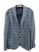 Maurizio Baldassari Blue Virgin Wool Plaid 2 Button Men's Blazer Blue / 54