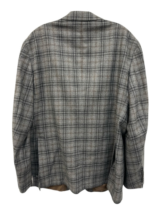 Peter Millar Gray & Brown Wool Plaid 2 Button Men's Blazer Gray & Brown / 46R